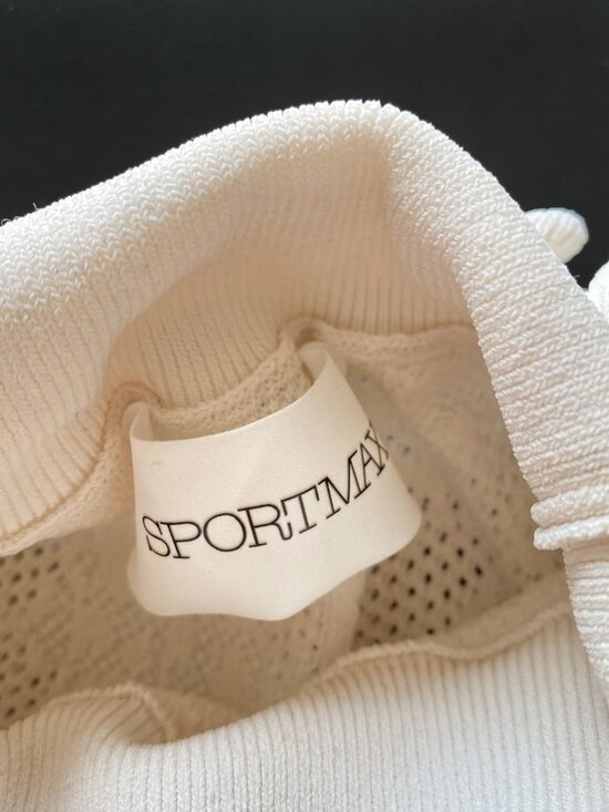 Sportmax Lace Knit Ruffle Turtleneck Mock Neck Sweater Cream Size M - Picture 2 of 8